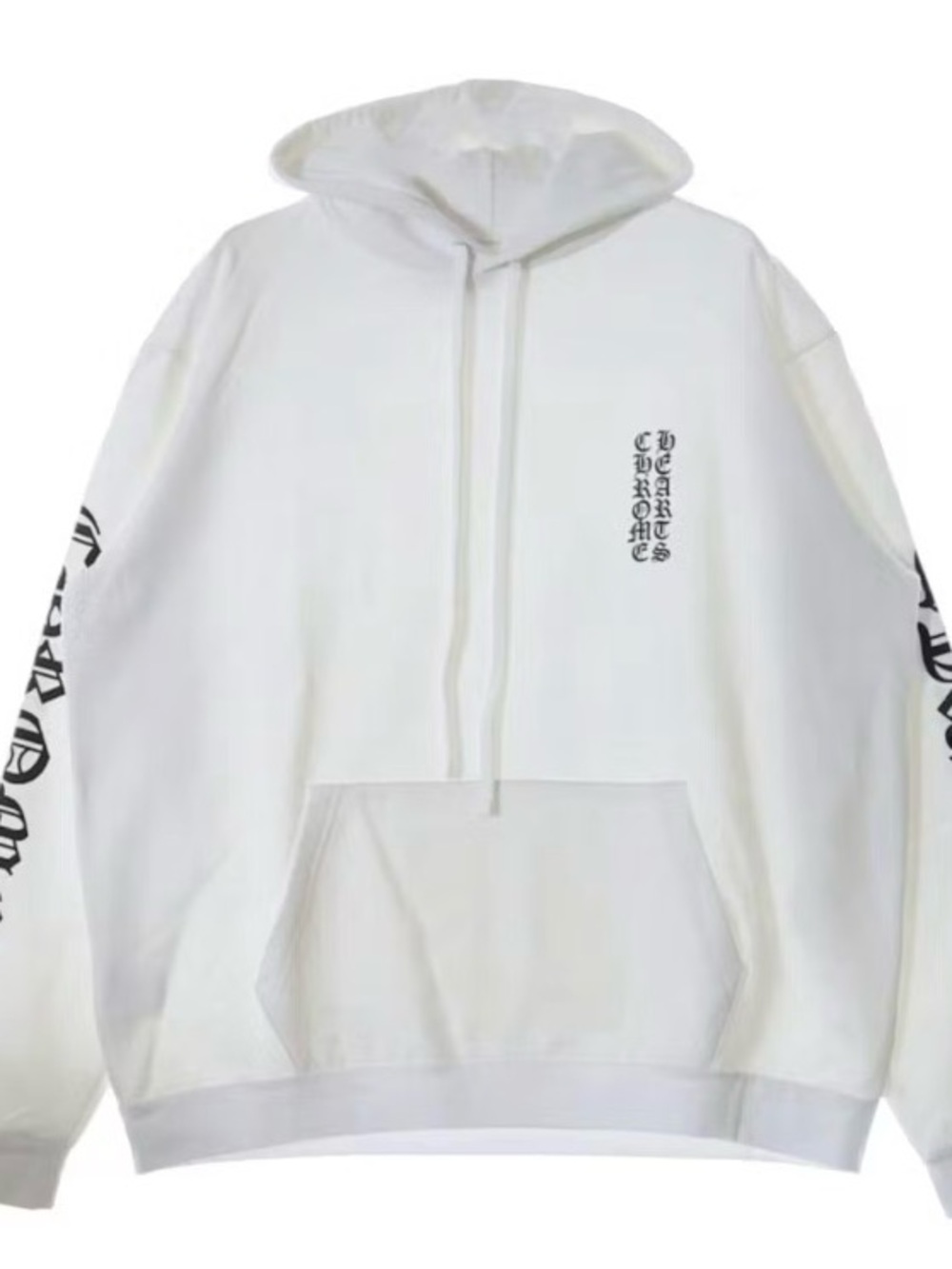 Chrome Hearts White Hoodie with Black Sleeve Graphics